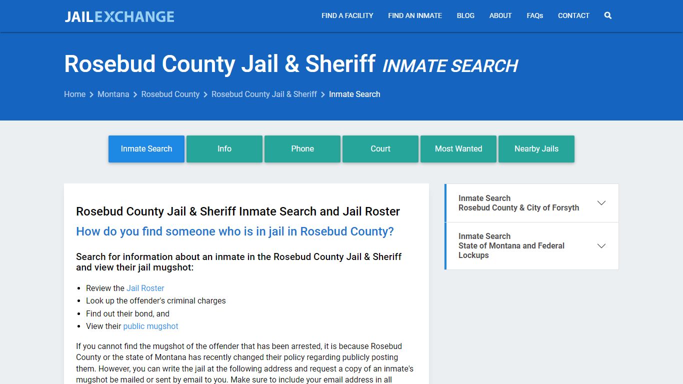 Rosebud County Jail & Sheriff Inmate Search - Jail Exchange